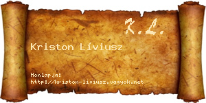 Kriston Líviusz névjegykártya